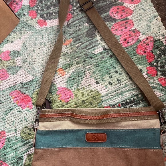 SNUG STAR Canvas Handbag Multi-Color Striped Lattice Cross Body Shoulder/tote - Picture 3 of 14